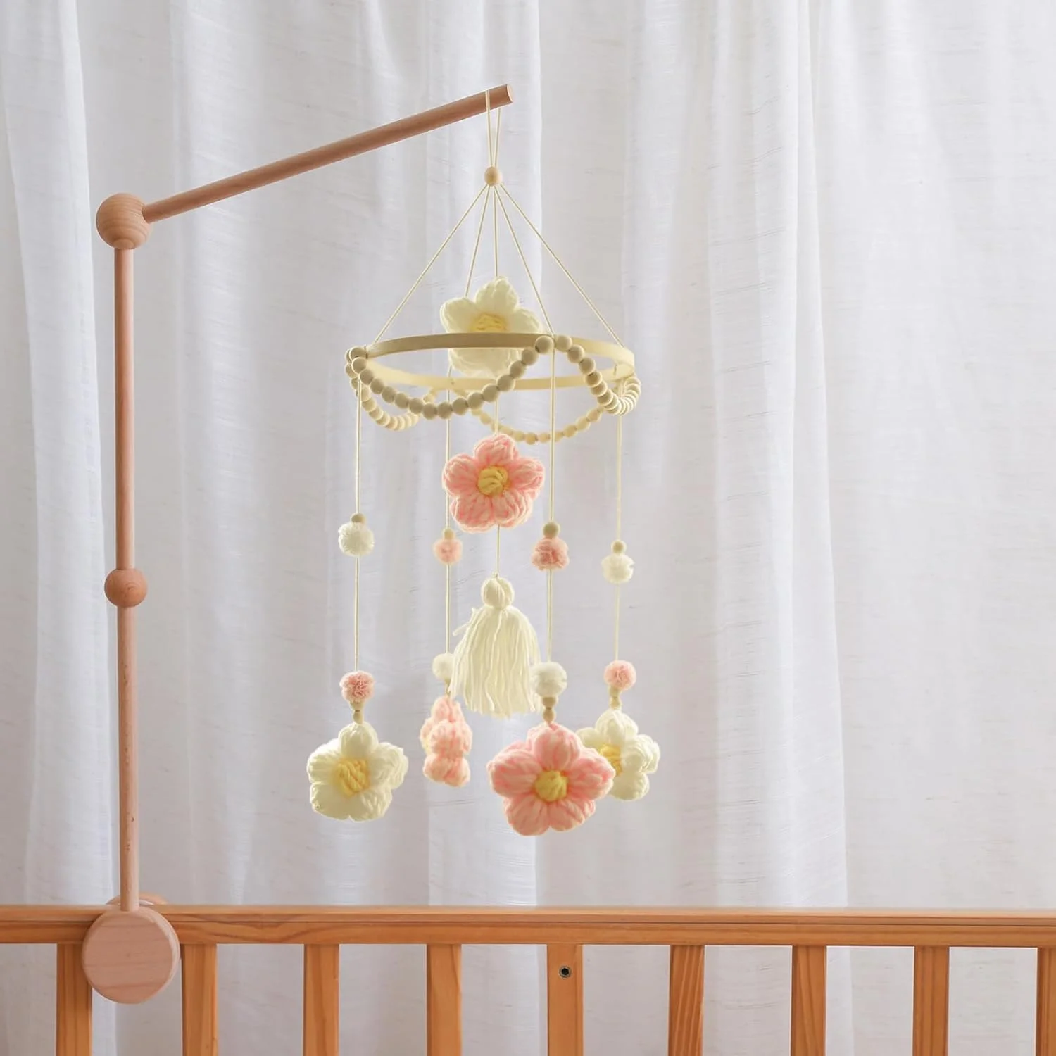 آویز بالای تخت نوزاد، آویز گل بافته شده برای تخت | اسباب بازی حسی تزئینی و چرخشی برای کودکان پیش دبستانی، پسران، دختران، گهواره، اتاق نشیمن