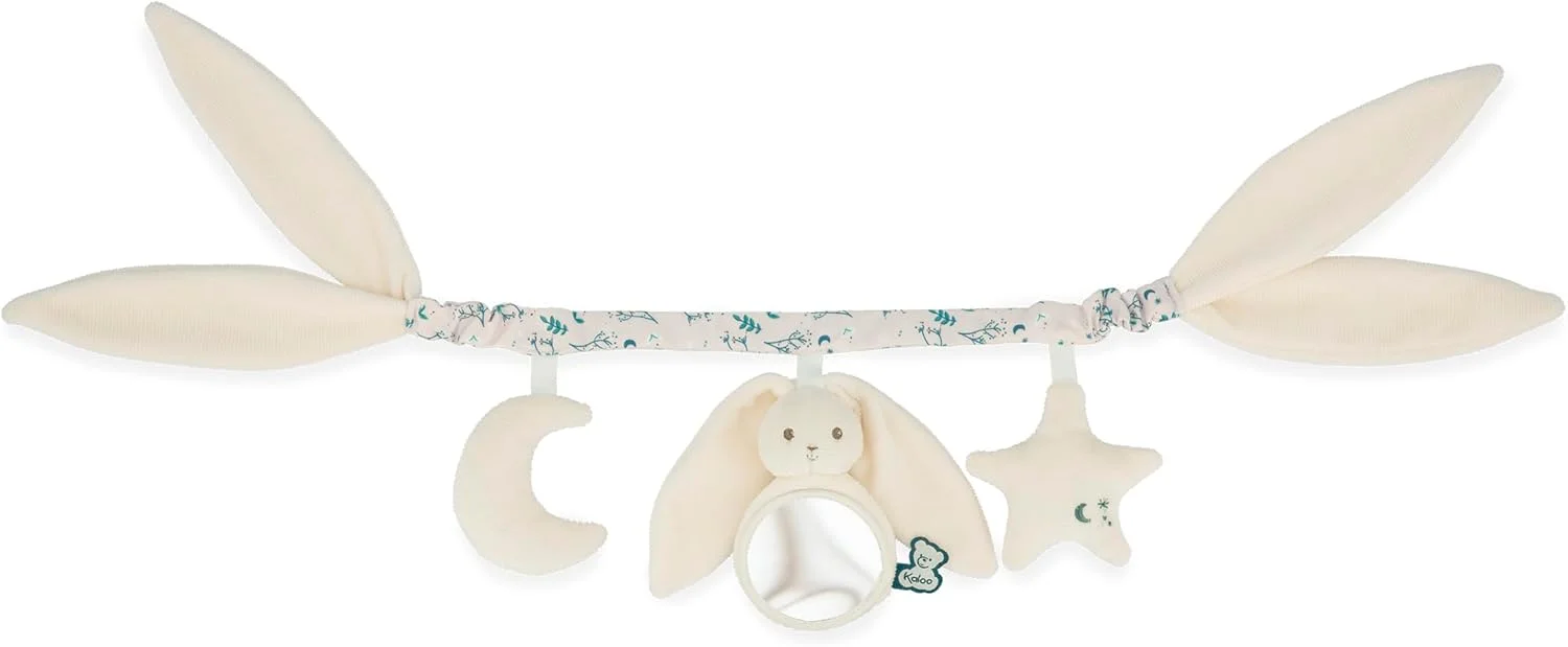 زنجیره فعالیت نوزاد کالو - ایده آل برای کالسکه، تخت، اسباب بازی نوازشی - طول 40 سانتی متر - قوس فعالیت نوزاد Lapinoo با جغجغه - کرم - از بدو تولد - K218023