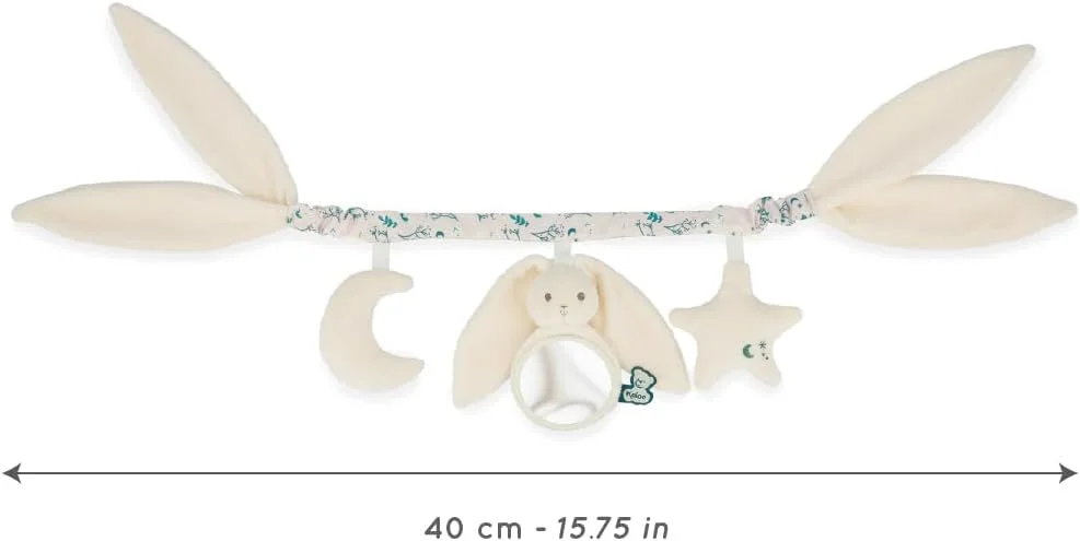 زنجیره فعالیت نوزاد کالو - ایده آل برای کالسکه، تخت، اسباب بازی نوازشی - طول 40 سانتی متر - قوس فعالیت نوزاد Lapinoo با جغجغه - کرم - از بدو تولد - K218023