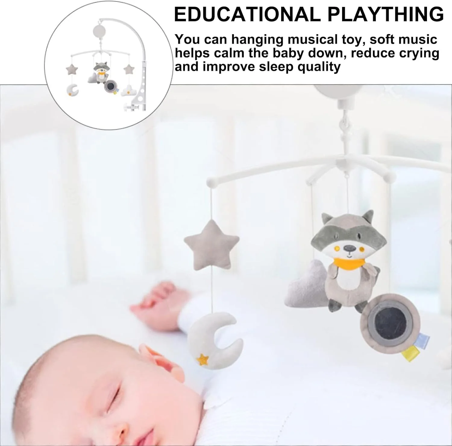 آویز تخت نوزاد با موسیقی - آویز تخت نوزاد پسرانه دخترانه | اسباب بازی آرامش بخش گهواره با صدای ملودیک برای کالسکه، اتاق بازی، اتاق خواب، خرید، فضای باز و مهد کودک