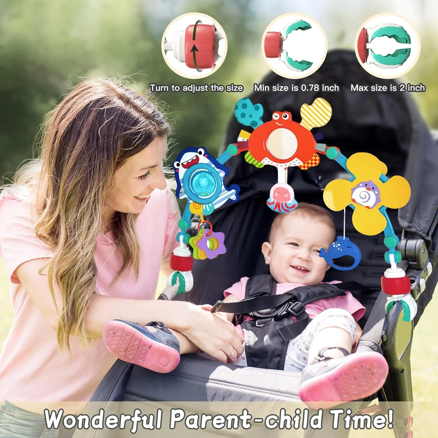 آویز تخت و کالسکه کودک Eners Baby، اسباب بازی فعالیت، اسباب بازی تخت برای نوزادان دختر و پسر (آبی)