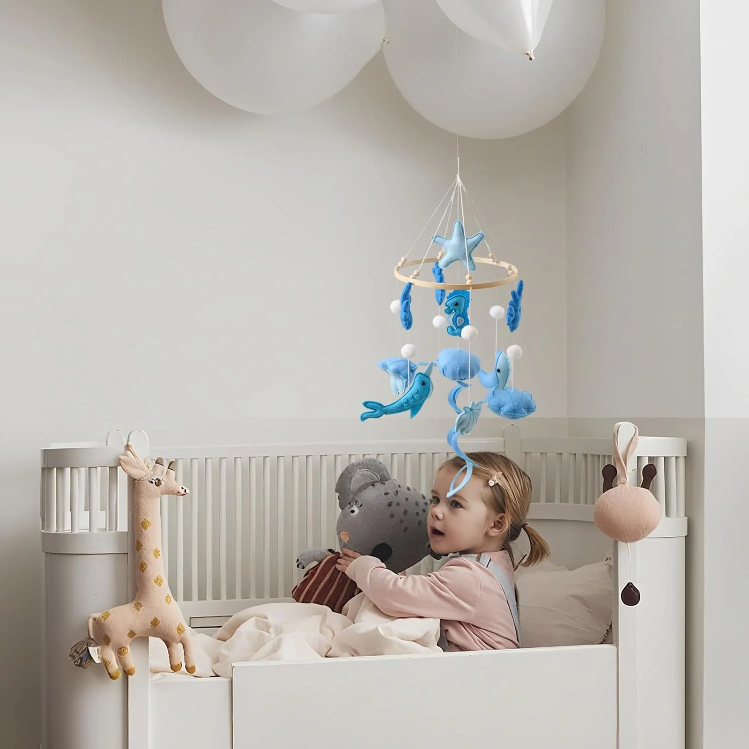 آویز بالای تخت نوزاد - آویز تزئینی با طرح دریایی، زنگ آرامش بخش تخت آویز برای تزئین سقف، مناسب برای دکوراتورها، پسران، دختران، وسایل عکس برداری، والدین جدید، اتاق کودک، کالسکه و پارک بازی