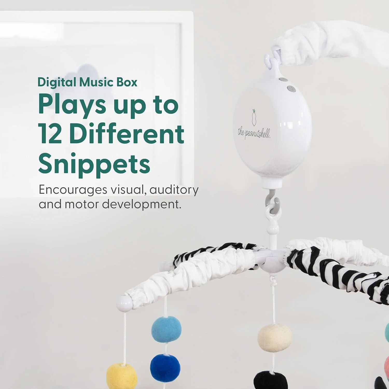 آویز تخت نوزاد پیناتشل مناسب برای پسران و دختران، موزیکال، آویزهای مونته سوری، دکور تخت سیاه و سفید، آویز با کنتراست بالا، اسباب بازی های آویز تخت، لوازم جانبی تخت نوزاد