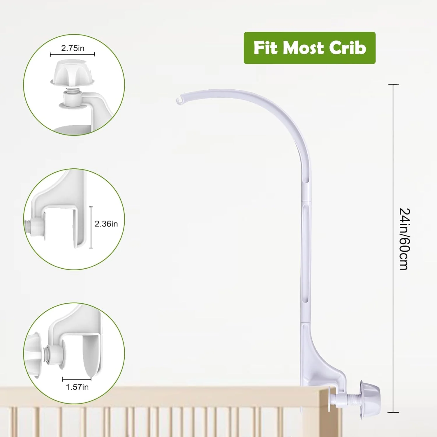 بازوی آویز تخت نوزاد 58 سانتی متری با قابلیت تنظیم و نصب آسان، آویز تزئینی اتاق کودک AICMEI - براکت متحرک برای تزئین اسباب بازی های DIY
