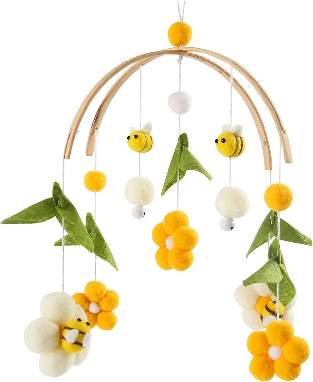 آویز تخت نوزاد، آویز تخت برای گهواره، آویز زنبور و گل برای تخت نوزاد دختر و پسر، دکوراسیون اتاق کودک، اسباب بازی آرامش بخش، هدیه جشن نوزادی، اسباب بازی های اتاق کودک برای نوزادان 0 سال و بالاتر
