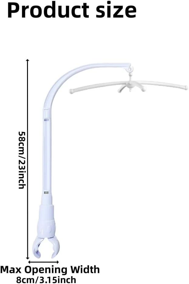 بازوی آویز تخت نوزاد 58 سانتی‌متری، آویز تخت کودک، بازوی آویز قابل تنظیم، مناسب برای تزئینات