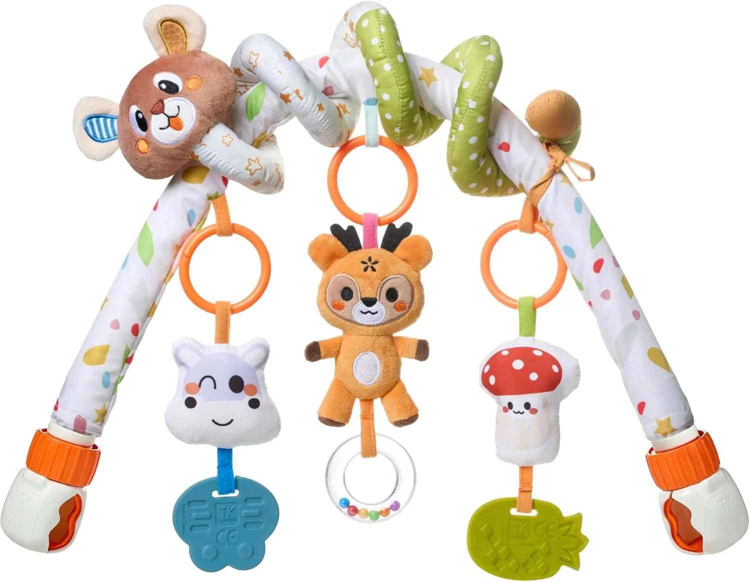 آویز بازی کودک توماما با اسباب بازی مارپیچ خرسی، گیره های قابل تنظیم و جداشدنی، اسباب بازی های آویز محرک حسی، مناسب نوزادان 0-3 و 3-6 ماهه، اسباب بازی صندلی ماشین، تخت نوزاد و کالسکه