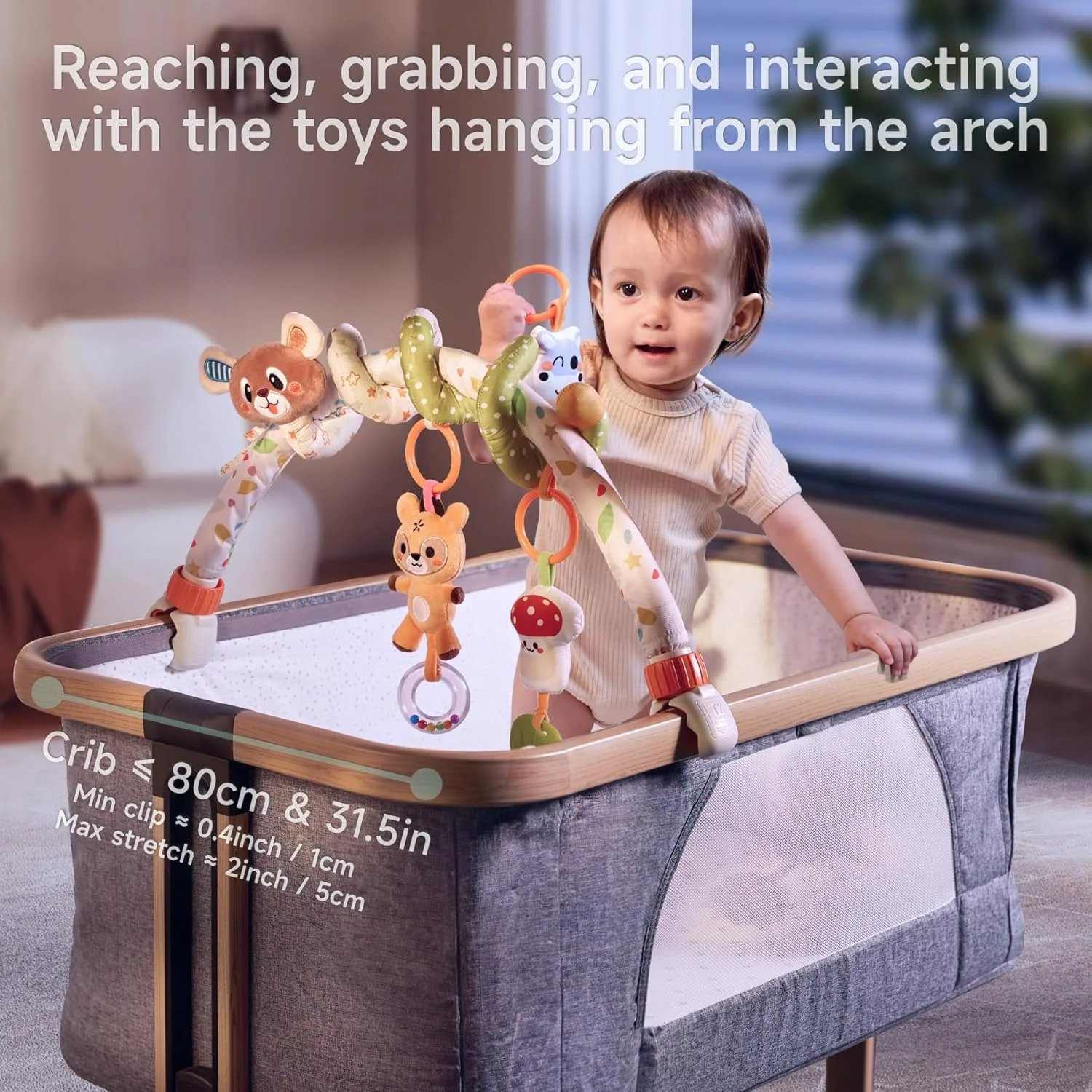 آویز بازی کودک توماما با اسباب بازی مارپیچ خرسی، گیره های قابل تنظیم و جداشدنی، اسباب بازی های آویز محرک حسی، مناسب نوزادان 0-3 و 3-6 ماهه، اسباب بازی صندلی ماشین، تخت نوزاد و کالسکه