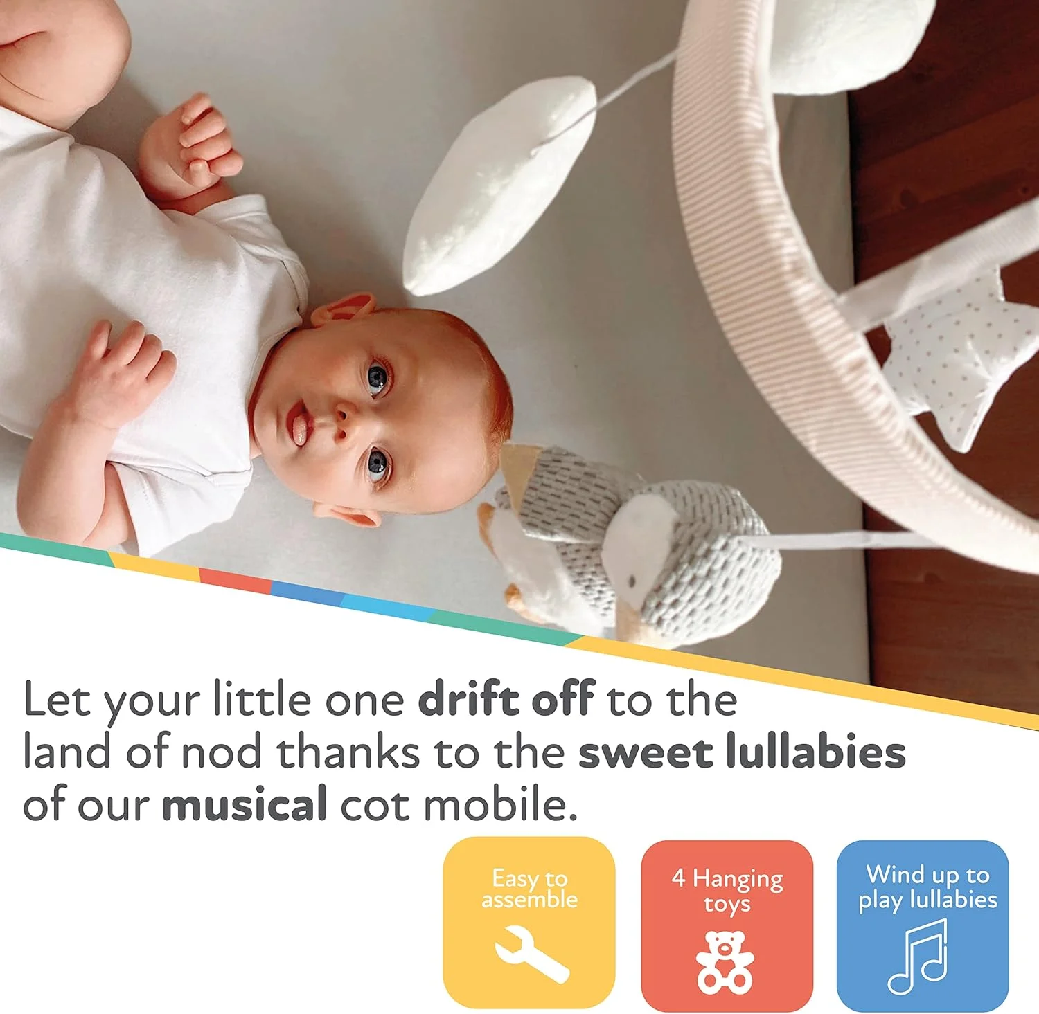 آویز موزیکال تخت نوبی طرح پنگوئن برای نوزادان - آویز چرخشی تخت نوزاد با بازوی قابل تنظیم برای نصب روی اکثر تخت‌ها | لالایی‌های آرامش‌بخش | اسباب‌بازی‌های پولیشی