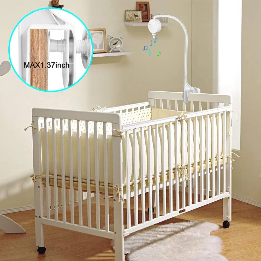 آویز تخت موزیکال کودک 63 سانتی متری، نگهدارنده زنگ تخت نوزاد، اسباب بازی های تزئینی تخت، جعبه موسیقی چرخشی با بازوی پیچی