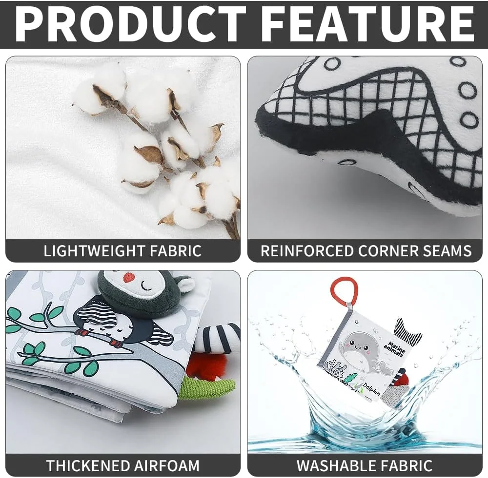 آویز بازی کودک طرح اقیانوس، اسباب بازی سیاه و سفید برای تخت نوزاد