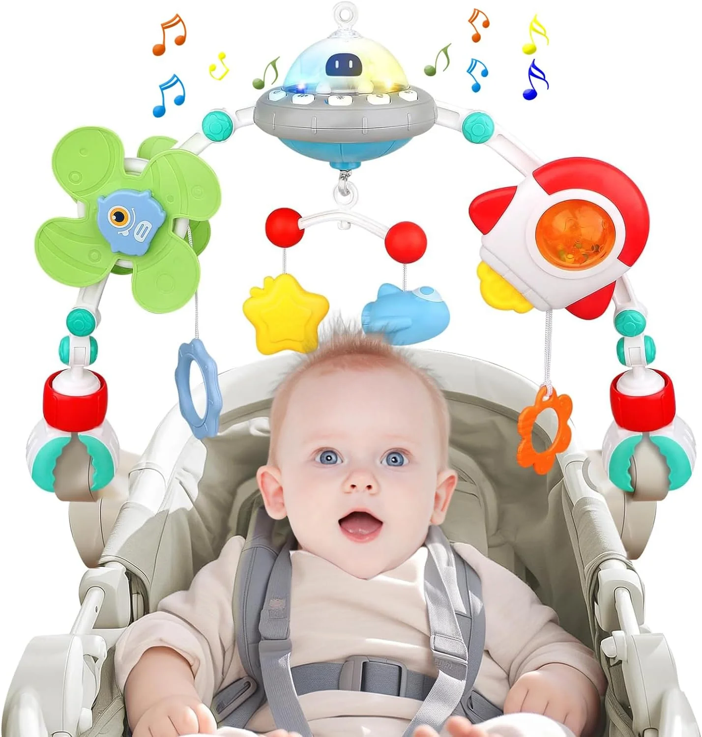 اسباب بازی های کمانی کالسکه نوزاد موزیکال، اسباب بازی های صندلی ماشین مسافرتی، اسباب بازی های کمانی تخت نوزاد، موبایل برای گهواره، اسباب بازی های میله کمانی فعالیت کالسکه برای نوزادان