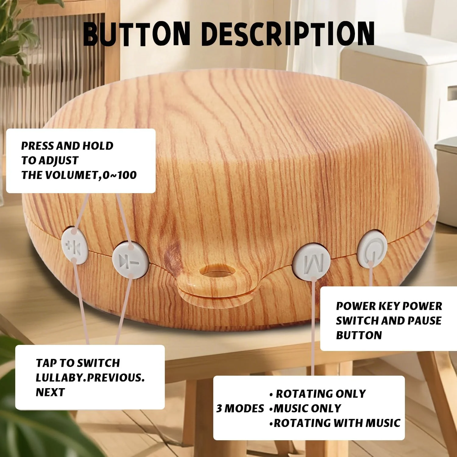 موزیک باکس چرخشی موبایل کودک طرح چوب با قلاب گردان و موتور