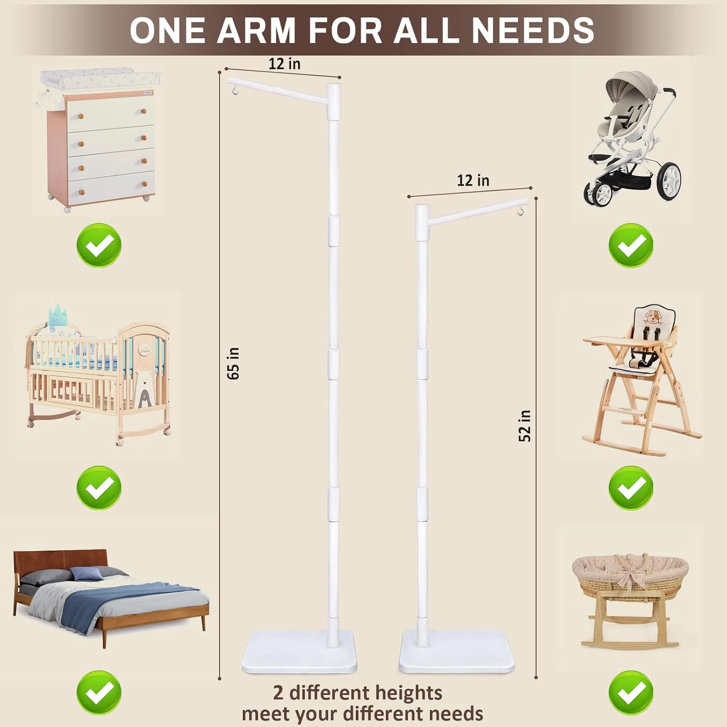پایه آویز موبایل تخت نوزاد - 165 سانتی متر - پایه موبایل برای تخت نوزاد - 100% چوب راش - آویز موبایل قابل تنظیم با پایه ضد واژگونی - مونتاژ آسان - دکور مدرن اتاق کودک پایه آویز موبایل تخت نوزاد - 165 سانتی متر - پایه موبایل برای تخت نوزاد - 100% چوب راش - آویز موبایل قابل تنظیم با پایه ضد واژگونی - مونتاژ آسان - دکور مدرن اتاق کودک