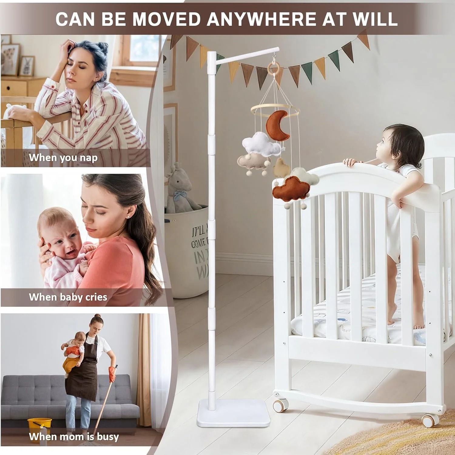 پایه آویز موبایل تخت نوزاد - 165 سانتی متر - پایه موبایل برای تخت نوزاد - 100% چوب راش - آویز موبایل قابل تنظیم با پایه ضد واژگونی - مونتاژ آسان - دکور مدرن اتاق کودک پایه آویز موبایل تخت نوزاد - 165 سانتی متر - پایه موبایل برای تخت نوزاد - 100% چوب راش - آویز موبایل قابل تنظیم با پایه ضد واژگونی - مونتاژ آسان - دکور مدرن اتاق کودک