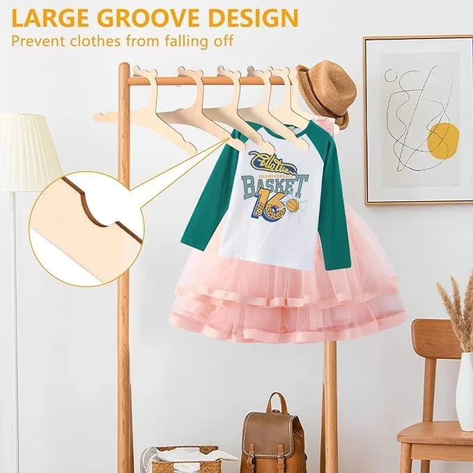 چوب لباسی بچه گانه تزسویق 20 عددی، چوب لباسی چوبی صاف و قابل استفاده مجدد طرح خرس ناز، مناسب برای کمد لباس نوزاد و کودک