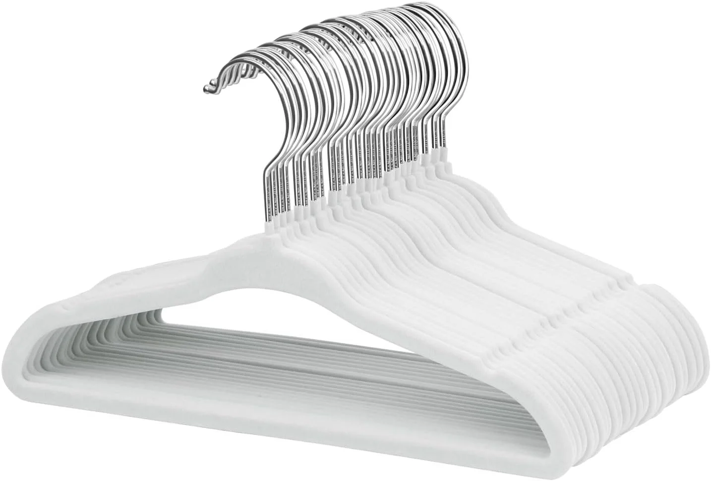 آویز لباس مخملی کودک ManGotree، چوب لباسی بچه گانه برای صرفه جویی در فضا و ضد لغزش (بسته 30 عددی، سفید)