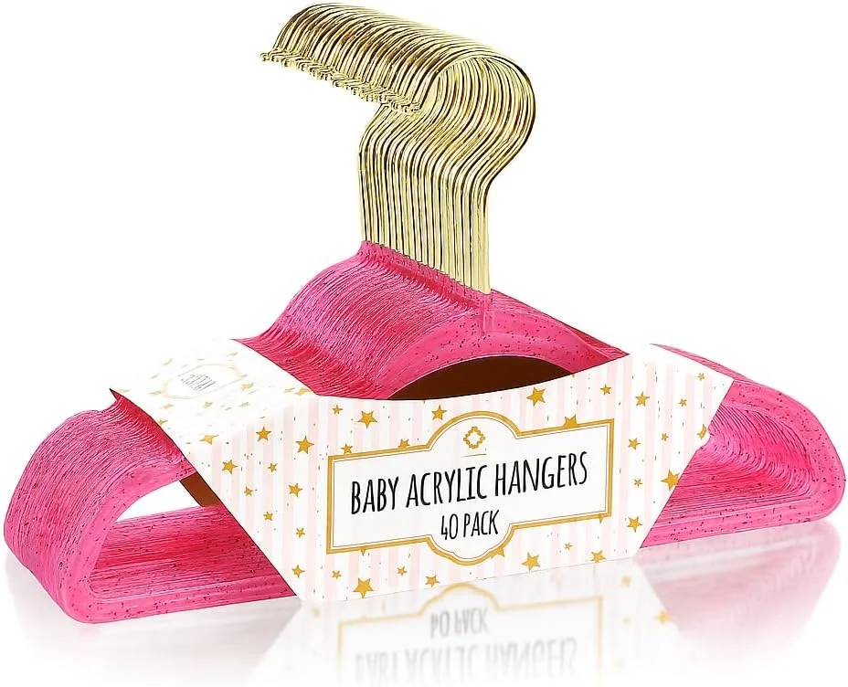 آویز لباس کودک بسته 40 عددی، آویز لباس اکریلیک ضد لغزش و براق برای نوزاد و کودک نوپا، سازمان دهنده کمد لباس، آویز کوچک برای لباس، شلوار و پیراهن کودک، صرفه جویی در فضا