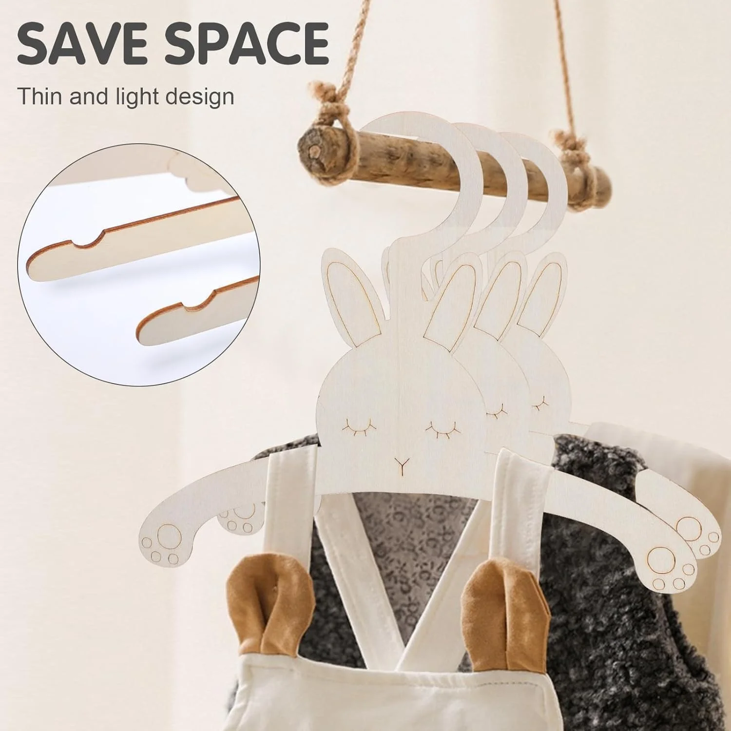 ۱۰ عدد چوب لباسی چوبی کودک، طرح حیوانات بامزه | نظم دهنده کمد لباس کودک