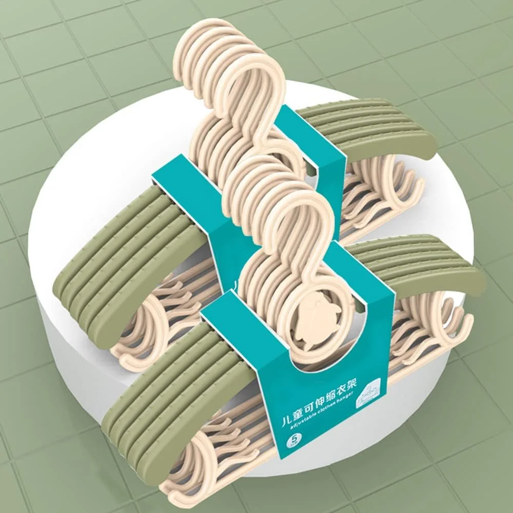 چوب لباسی کودک UBP، چوب لباسی نوزاد قابل افزایش، چوب لباسی PP قابل تنظیم ضد لغزش، چوب لباسی بچه گانه برای کمد، چوب لباسی کودک برای دختر پسر بچه نوپا (قهوه ای - 10 عدد)