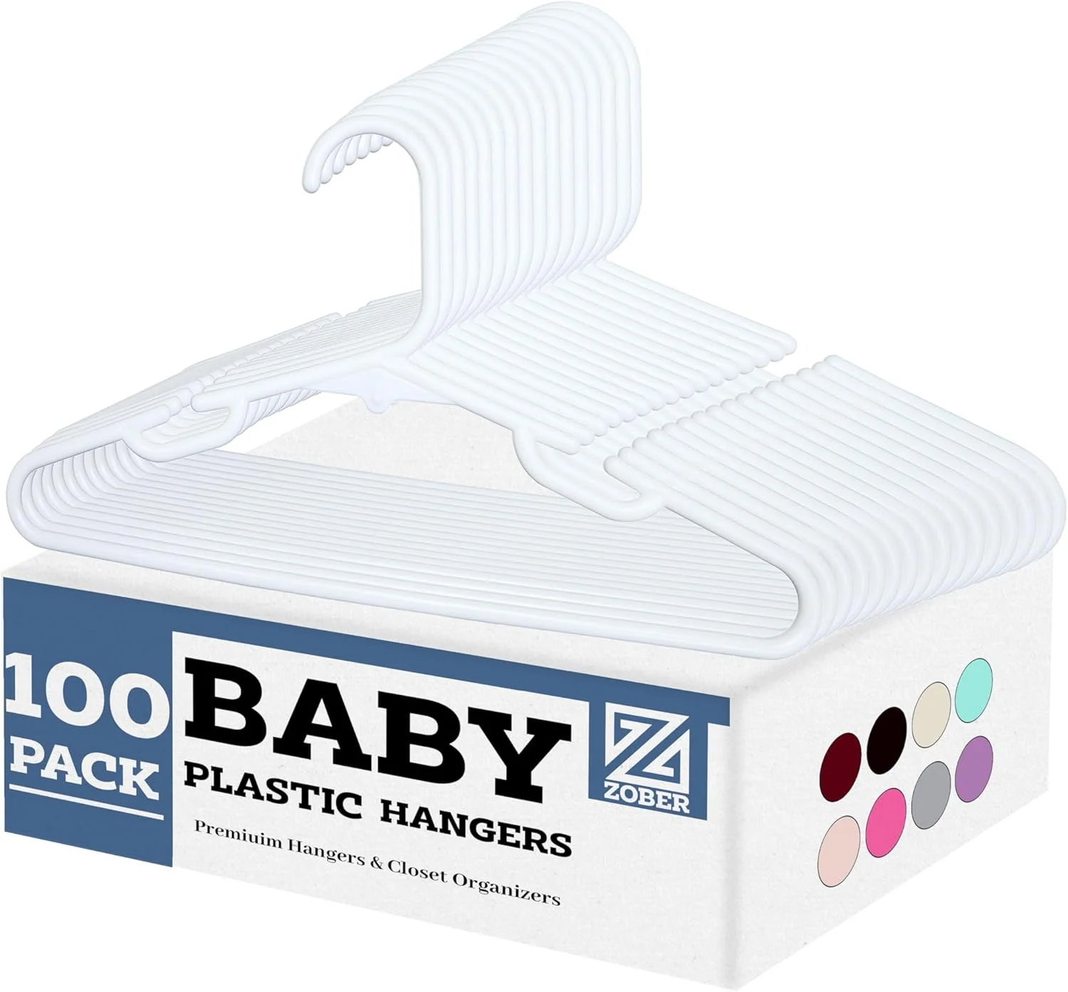 چوب لباسی پلاستیکی کودک زوبر، چوب لباسی بچه گانه، ضد لغزش | صرفه جویی در فضا | بادوام و باریک، چوب لباسی سبک وزن کودکان | برای پیراهن، شلوار، لباس | تحمل وزن تا 2.5 کیلوگرم (سفید، 100 عددی)