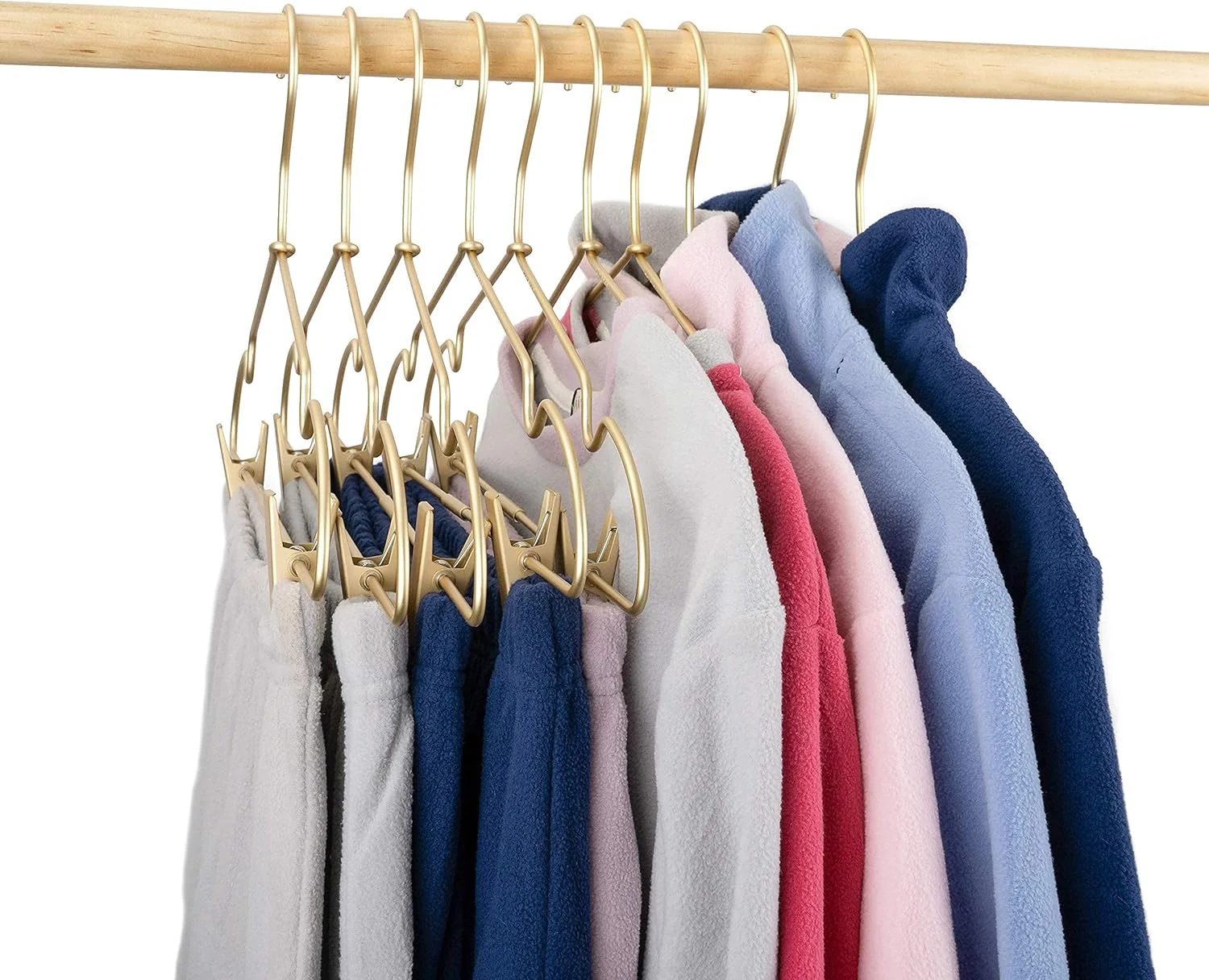 آویز لباس کودک فلزی طلایی 32 سانتی متری، مناسب برای نمایش و نگهداری لباس کودک، بسته 10 عددی