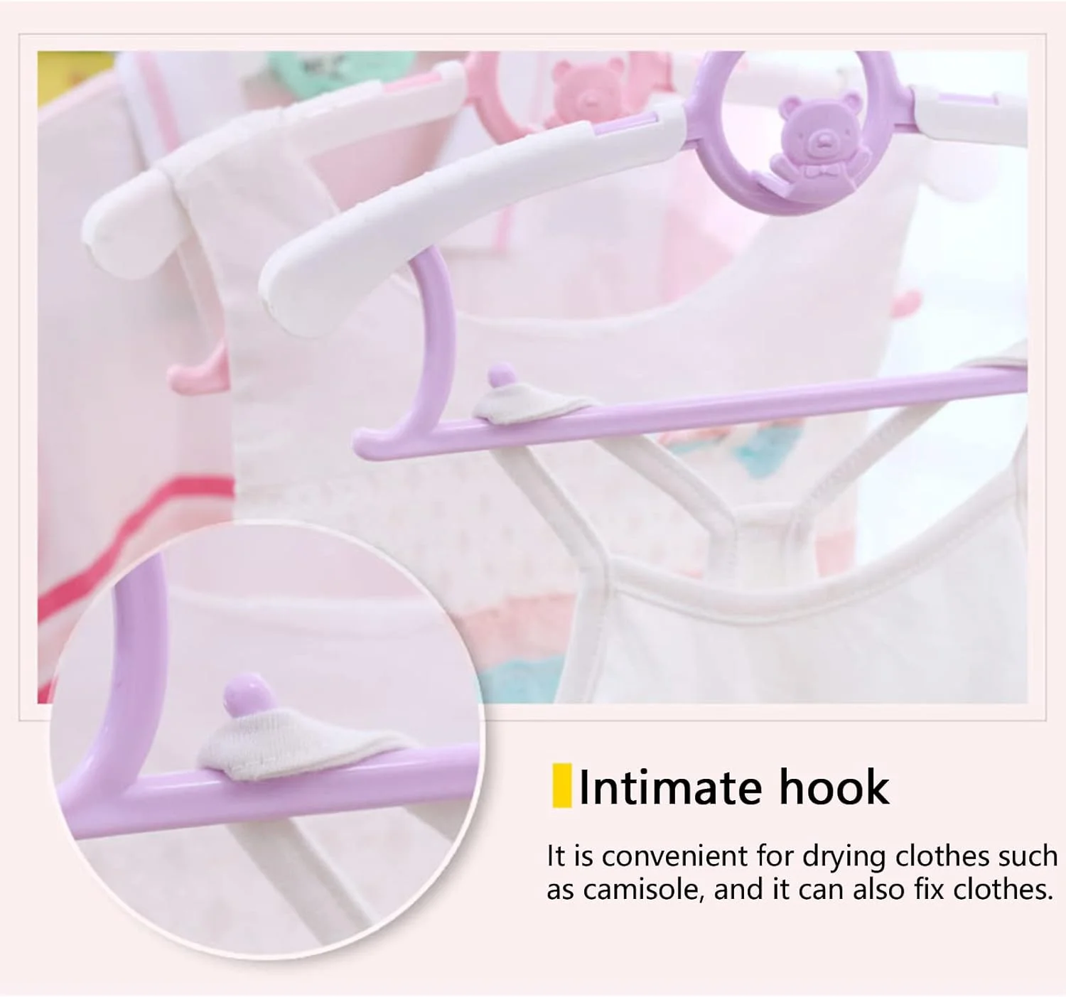 چوب لباسی کودک قابل تنظیم NC، چوب لباسی لباس بچه ضد لغزش، چوب لباسی شلوار نوزاد، چوب لباسی لباس قابل حمل، چوب لباسی کمد کودک زیبا برای لباس نوزاد، هدیه برای دختر پسر نوپا 10 عدد