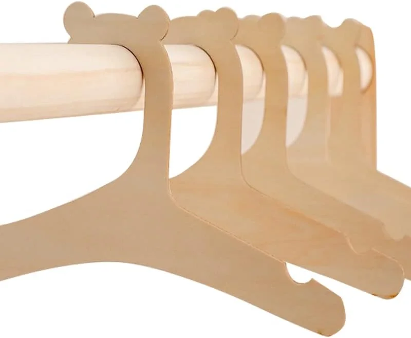 چوب لباسی نوزاد Tuklye برای لباس کودک، چوب لباسی چوبی کودک - 6 عدد، مجموعه 30 عددی (9 اینچ)