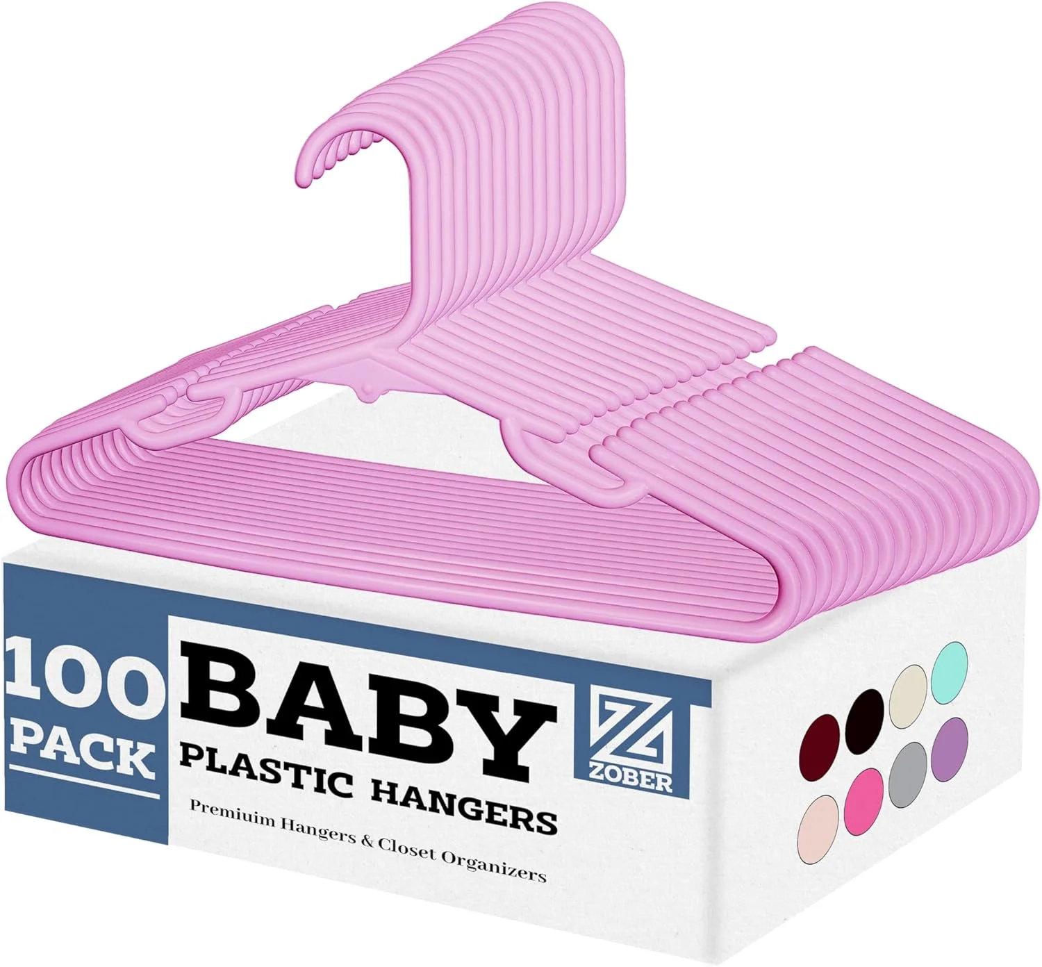 چوب لباسی پلاستیکی کودک زوبر، چوب لباسی نوزاد، چوب لباسی بچه گانه، ضد لغزش | صرفه جویی در فضا | بادوام و باریک، چوب لباسی سبک وزن کودکان | برای پیراهن، شلوار، لباس | تا 2.5 کیلوگرم را تحمل می کند (صورتی گلبهی، بسته 100 عددی)