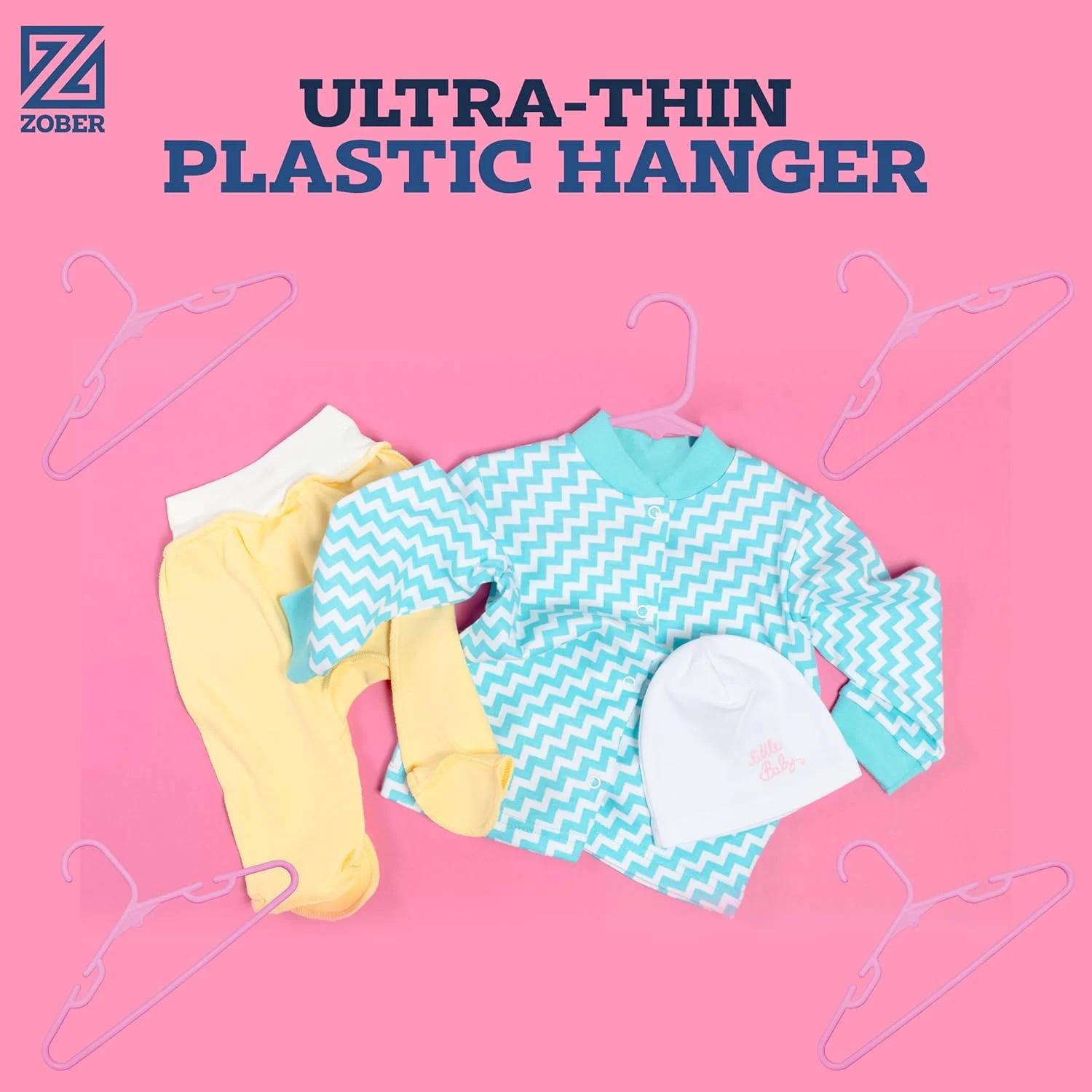 چوب لباسی پلاستیکی کودک زوبر، چوب لباسی نوزاد، چوب لباسی بچه گانه، ضد لغزش | صرفه جویی در فضا | بادوام و باریک، چوب لباسی سبک وزن کودکان | برای پیراهن، شلوار، لباس | تا 2.5 کیلوگرم را تحمل می کند (صورتی گلبهی، بسته 100 عددی)