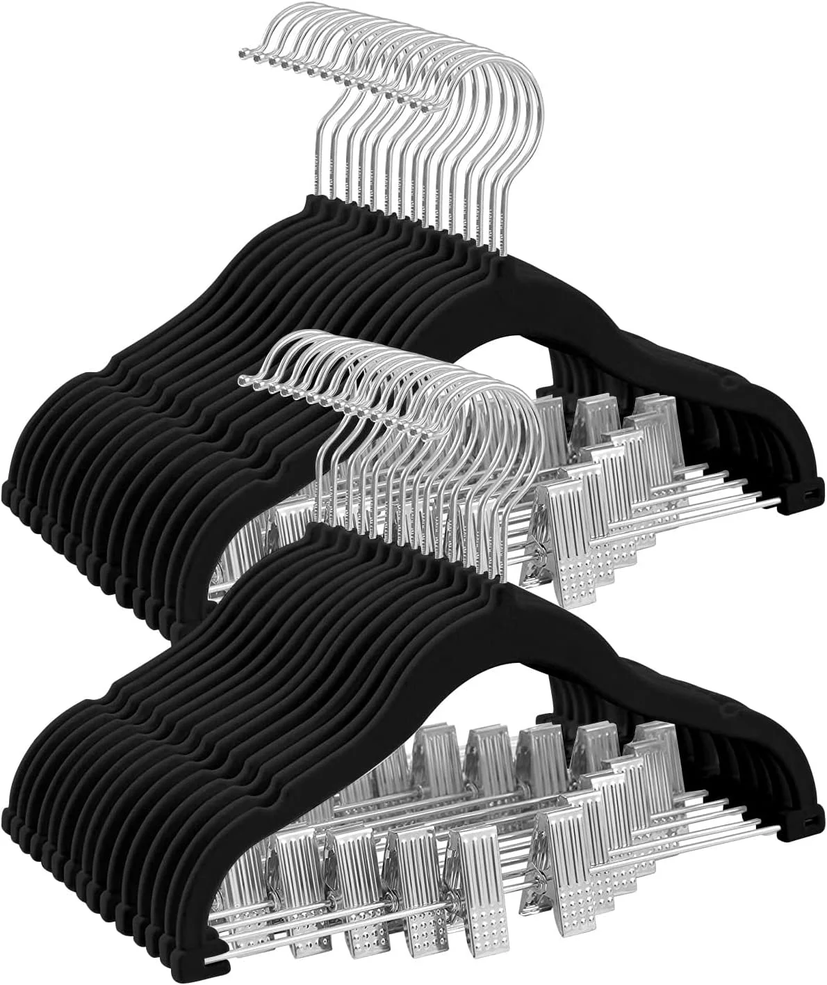 چوب لباسی مخملی بچه گانه Red Dot Gift، بسته 20 عددی چوب لباسی ضد لغزش با گیره برای کودکان، صرفه جویی در فضا، چوب لباسی شلوار بچه گانه یا نظم دهنده کمد کودک… (مشکی#)