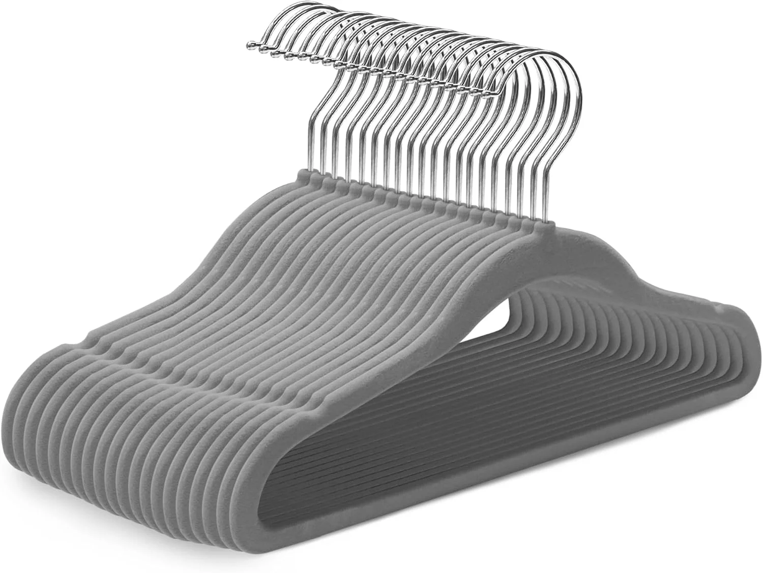 ۲۰ عدد چوب لباسی مخملی کودک کیدولا با ۷ جداکننده کمد لباس، چوب لباسی لباس کودک برای نوزادان، کودکان نوپا و بچه ها، مناسب پسران یا دختران تا ۲۴ ماهگی (خاکستری)