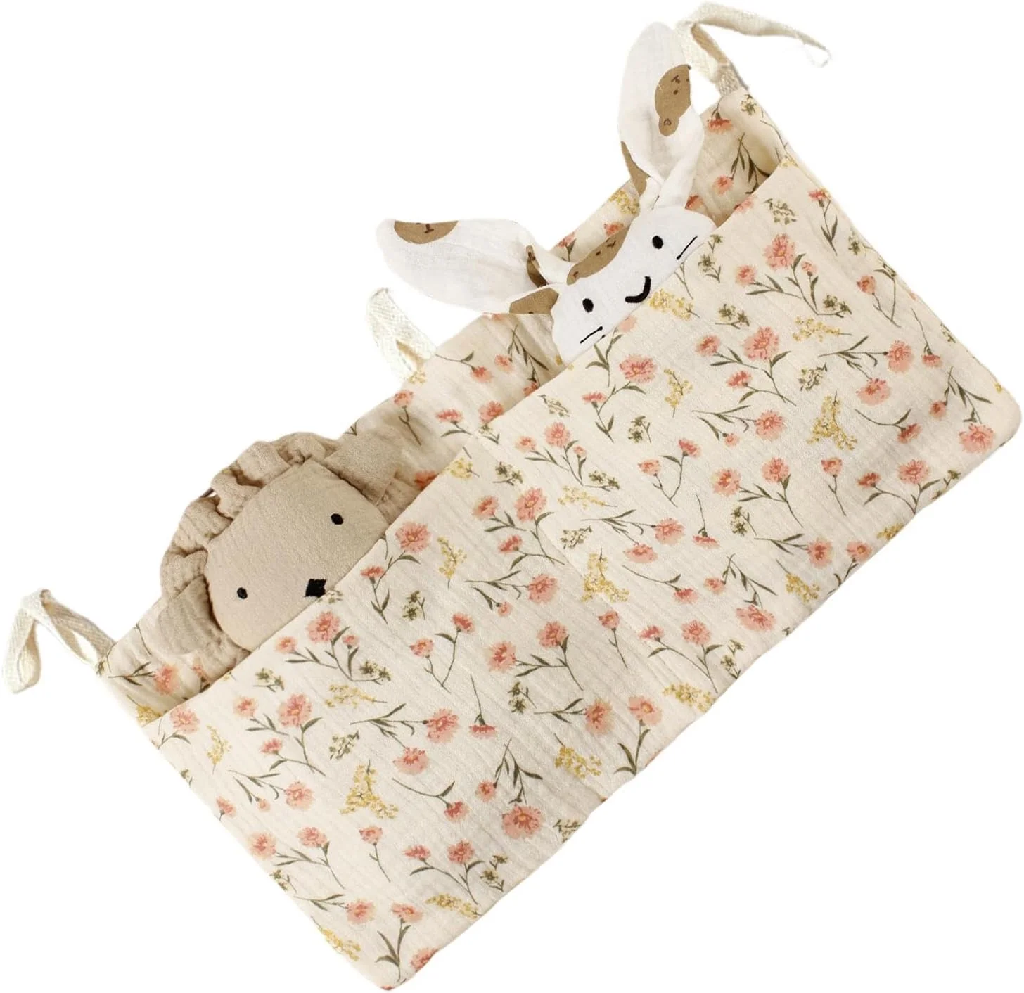 کیف نگهداری پوشک کنار تخت نوزاد | کیف آویز تخت خواب، لوازم جانبی تخت نوزاد، سازمان دهنده کنار تخت، 2 جیب سازمان دهنده و نگهداری وسایل کودک برای پوشک، اسباب بازی و لباس