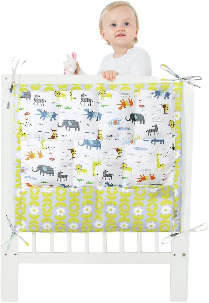 کیف آویز تخت نوزاد با ۹ جیب برای نگهداری وسایل کودک، لباس، پوشک، پتو و اسباب بازی