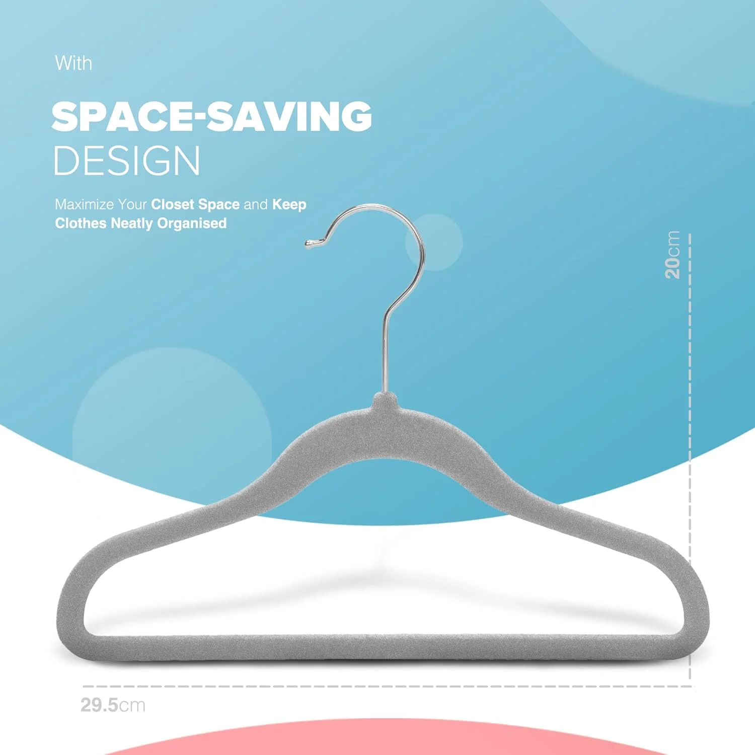 ۲۰ عدد چوب لباسی مخملی کودک کیدولا با ۷ جداکننده کمد لباس، چوب لباسی لباس کودک برای نوزادان، کودکان نوپا و بچه ها، مناسب پسران یا دختران تا ۲۴ ماهگی (خاکستری)
