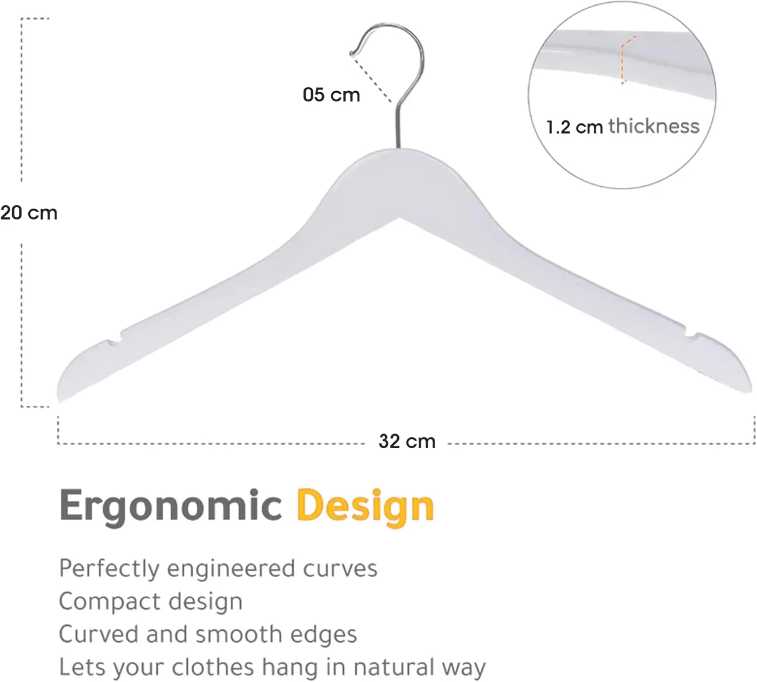 چوب لباسی چوبی ممتاز لباس کودک، سفید، فوق العاده باریک، بادوام، صرفه جویی در فضا، قلاب گردان 360 درجه، چوب لباسی کودک نوپا و نوزاد با شکاف های صاف، بسته 10 عددی