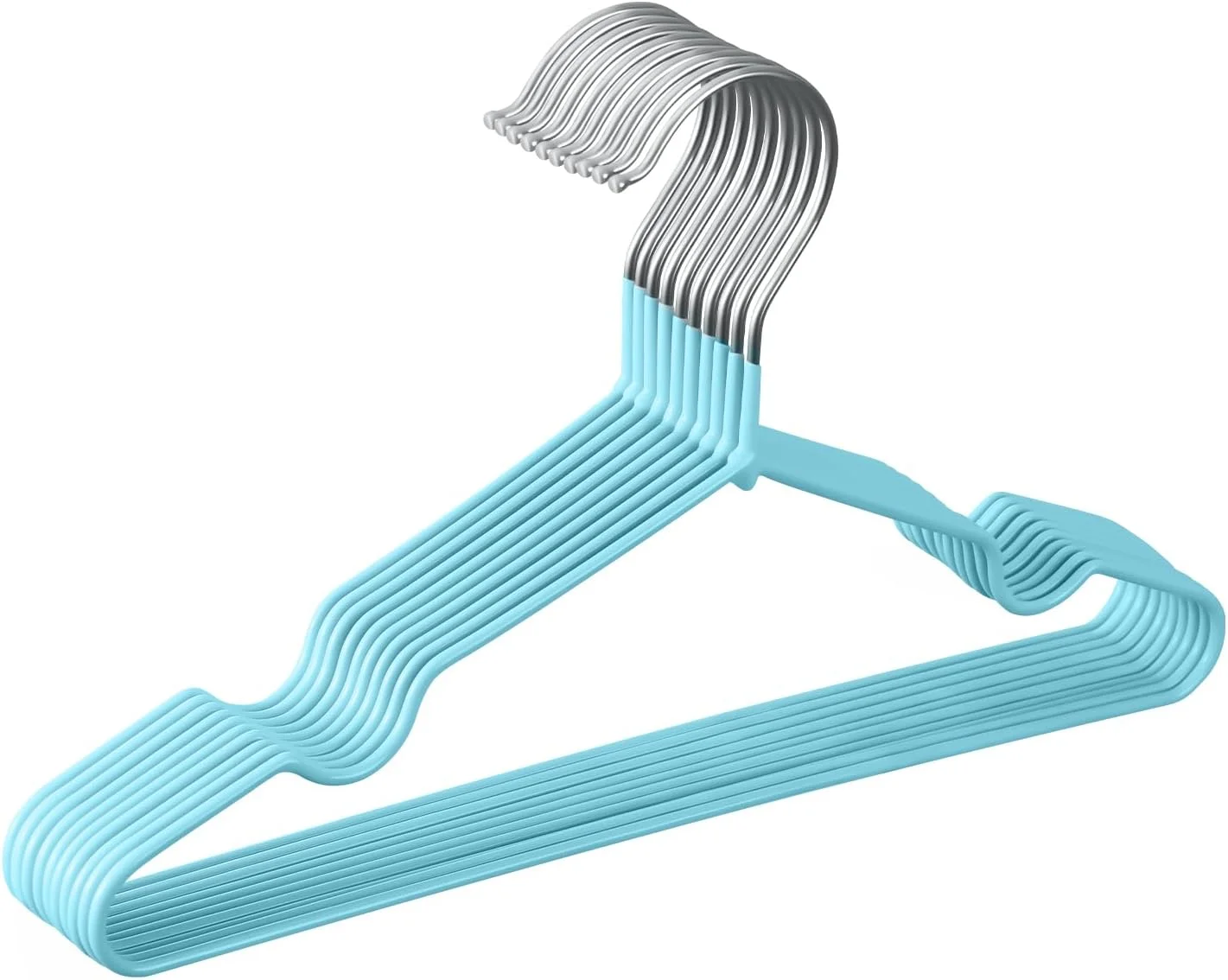 آویز لباس فلزی کودک رِد دات گیفت، بسته 50 عددی، 30 سانتی متر، رنگ سبز - آویز لباس کودک ضد لغزش، صرفه جویی در فضا، روکش لاستیکی