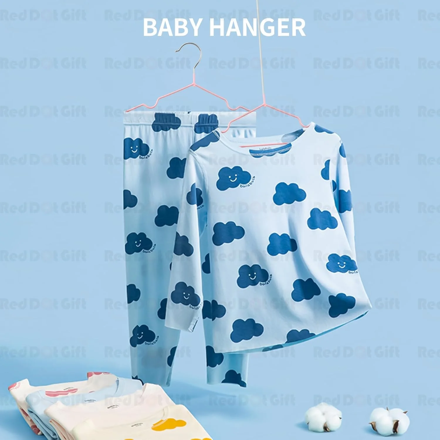 آویز لباس فلزی کودک رِد دات گیفت، بسته 50 عددی، 30 سانتی متر، رنگ سبز - آویز لباس کودک ضد لغزش، صرفه جویی در فضا، روکش لاستیکی