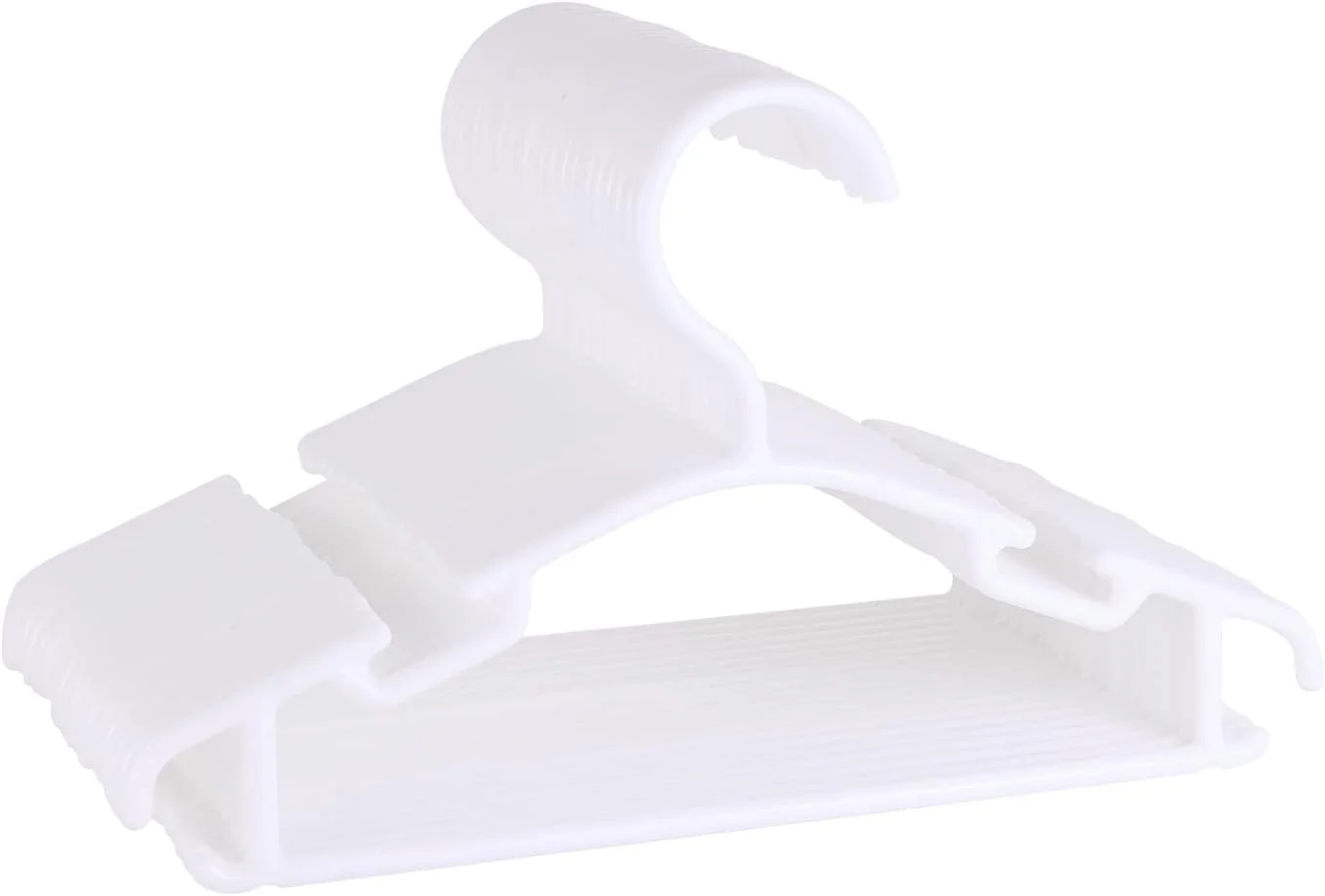 چوب لباسی لباس کودک Red Dot Gift، بسته 60 عددی، چوب لباسی پلاستیکی ضد لغزش با شانه های شیاردار برای نوزادان، کودکان نوپا و بچه ها، مناسب برای کت و شلوار (سفید، 60 عدد)