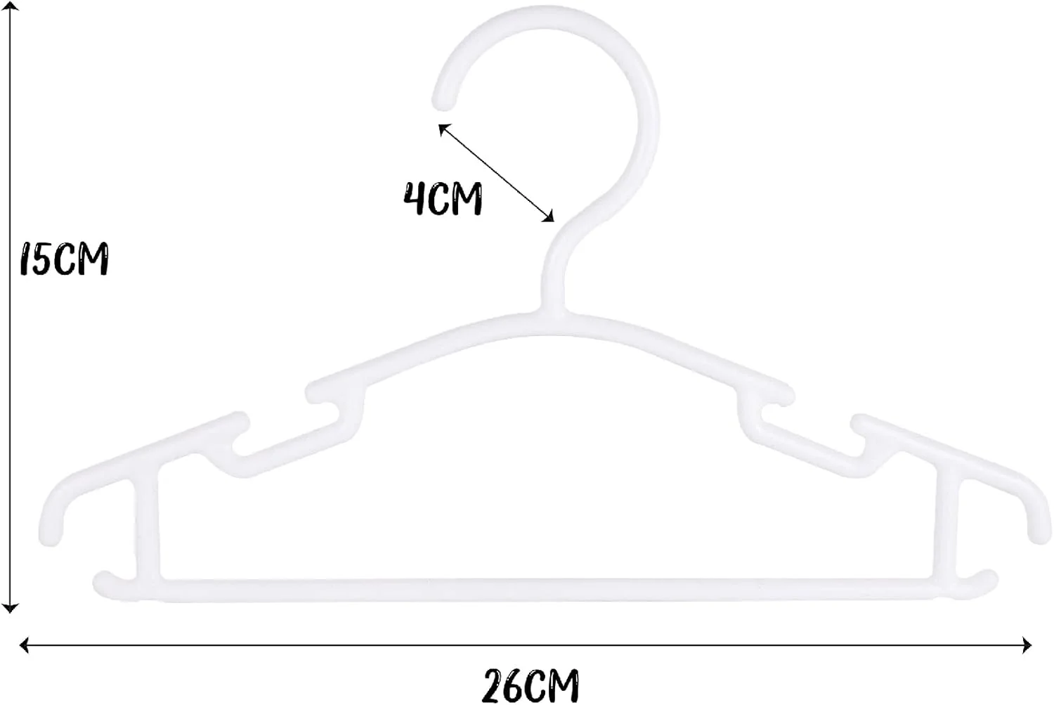 چوب لباسی لباس کودک Red Dot Gift، بسته 60 عددی، چوب لباسی پلاستیکی ضد لغزش با شانه های شیاردار برای نوزادان، کودکان نوپا و بچه ها، مناسب برای کت و شلوار (سفید، 60 عدد)