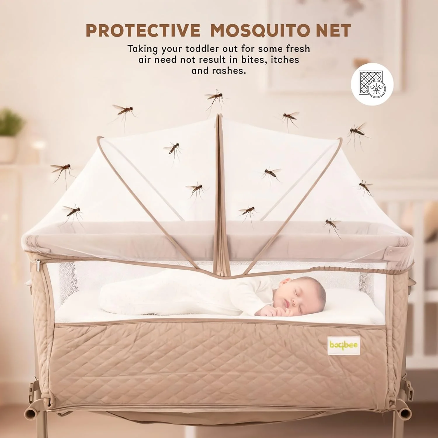 تخت کنار تختی کودک بیبی برای نوزادان و کودکان نوپا | تخت کودک با ارتفاع قابل تنظیم به همراه تشک، پشه بند، سبد ذخیره سازی و چرخ های 360 درجه | گهواره قابل حمل کودک با توری تنفسی (خاکستری) تخت کنار تختی کودک بیبی برای نوزادان و کودکان نوپا | تخت کودک با ارتفاع قابل تنظیم به همراه تشک، پشه بند، سبد ذخیره سازی و چرخ های 360 درجه | گهواره قابل حمل کودک با توری تنفسی (خاکستری)