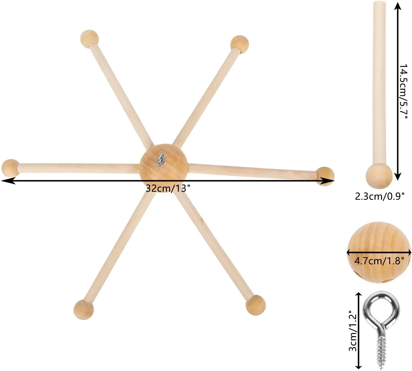 کیت قاب آویز چوبی تخت کودک، زنگ بادی، آویز تخت نوزاد، دکوراسیون اتاق خواب کودک، اسباب بازی، هدیه نوزادی (مدل B)