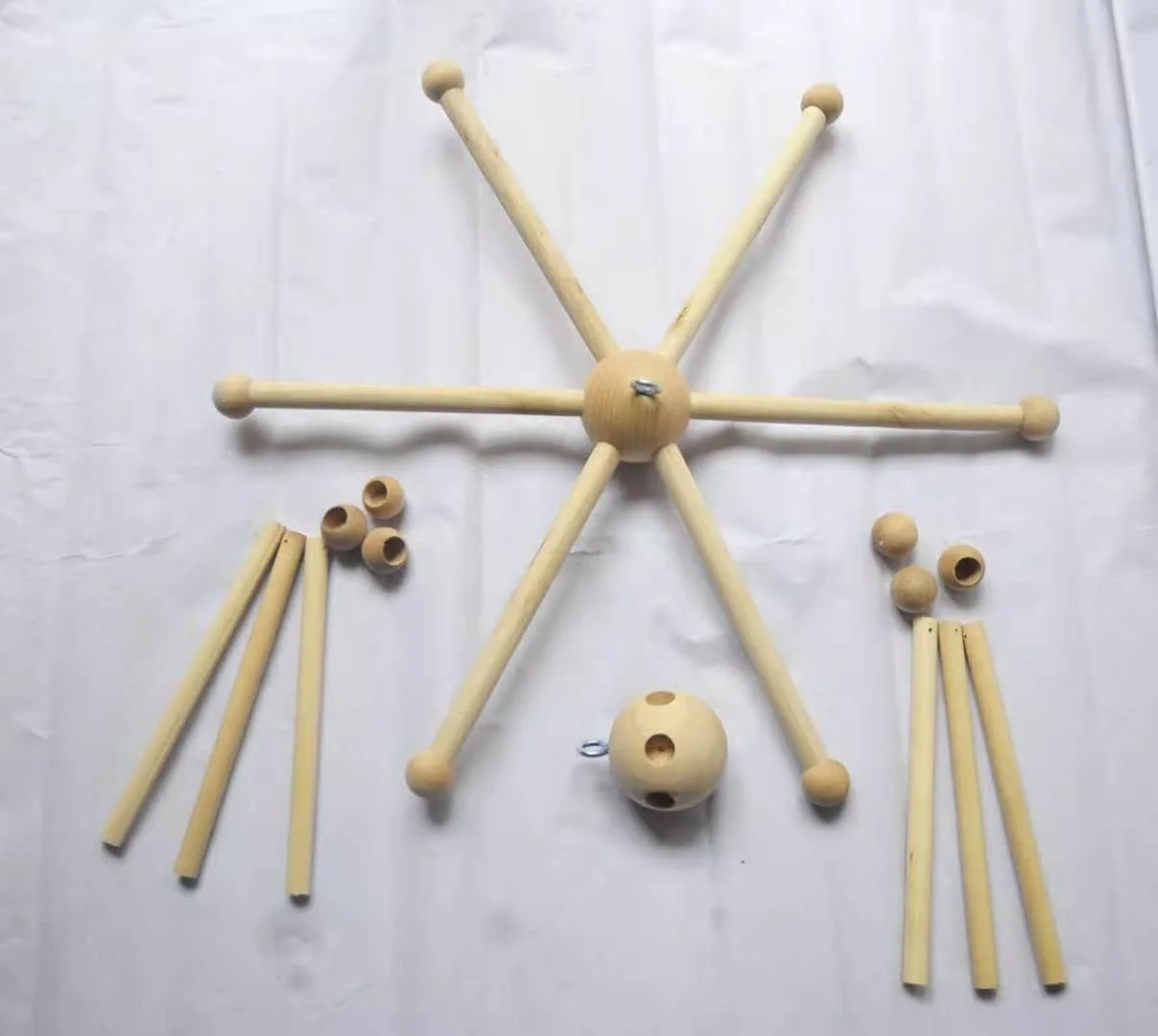 کیت قاب آویز چوبی تخت کودک، زنگ بادی، آویز تخت نوزاد، دکوراسیون اتاق خواب کودک، اسباب بازی، هدیه نوزادی (مدل B)