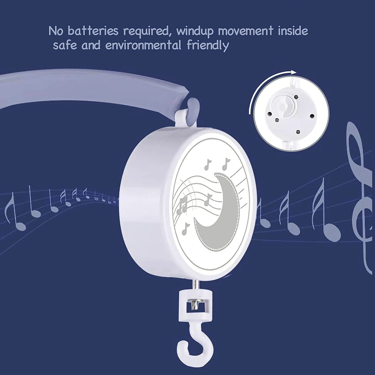 آویز تخت موزیکال کودک بی بی با تم فضایی، چرخش 360 درجه و موسیقی | آویز تخت نوزاد | اسباب بازی دکور تخت نوزاد