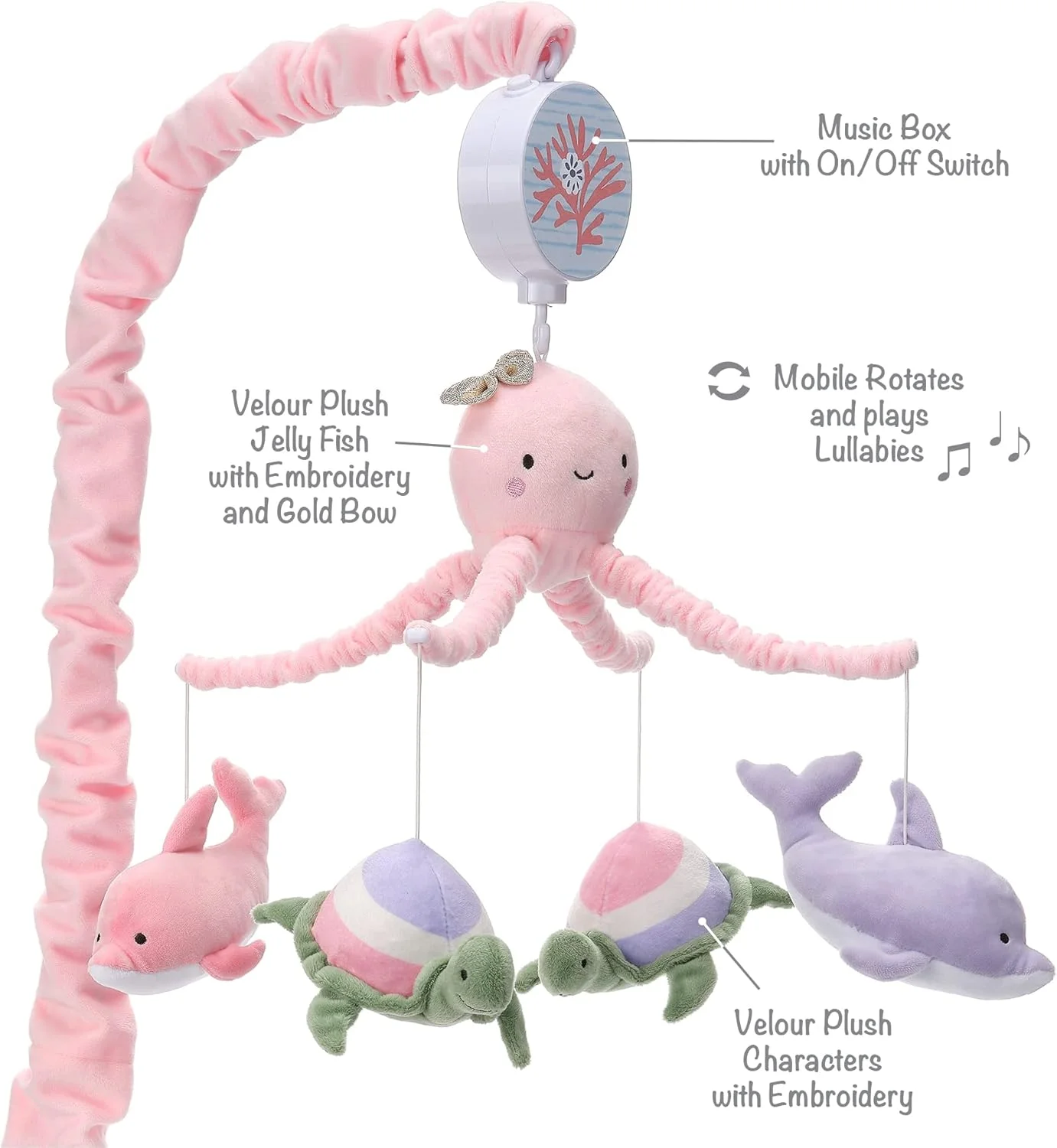 آویز موزیکال تخت نوزاد با طرح دلفین و لاک پشت Lambs & Ivy Sea Dreams