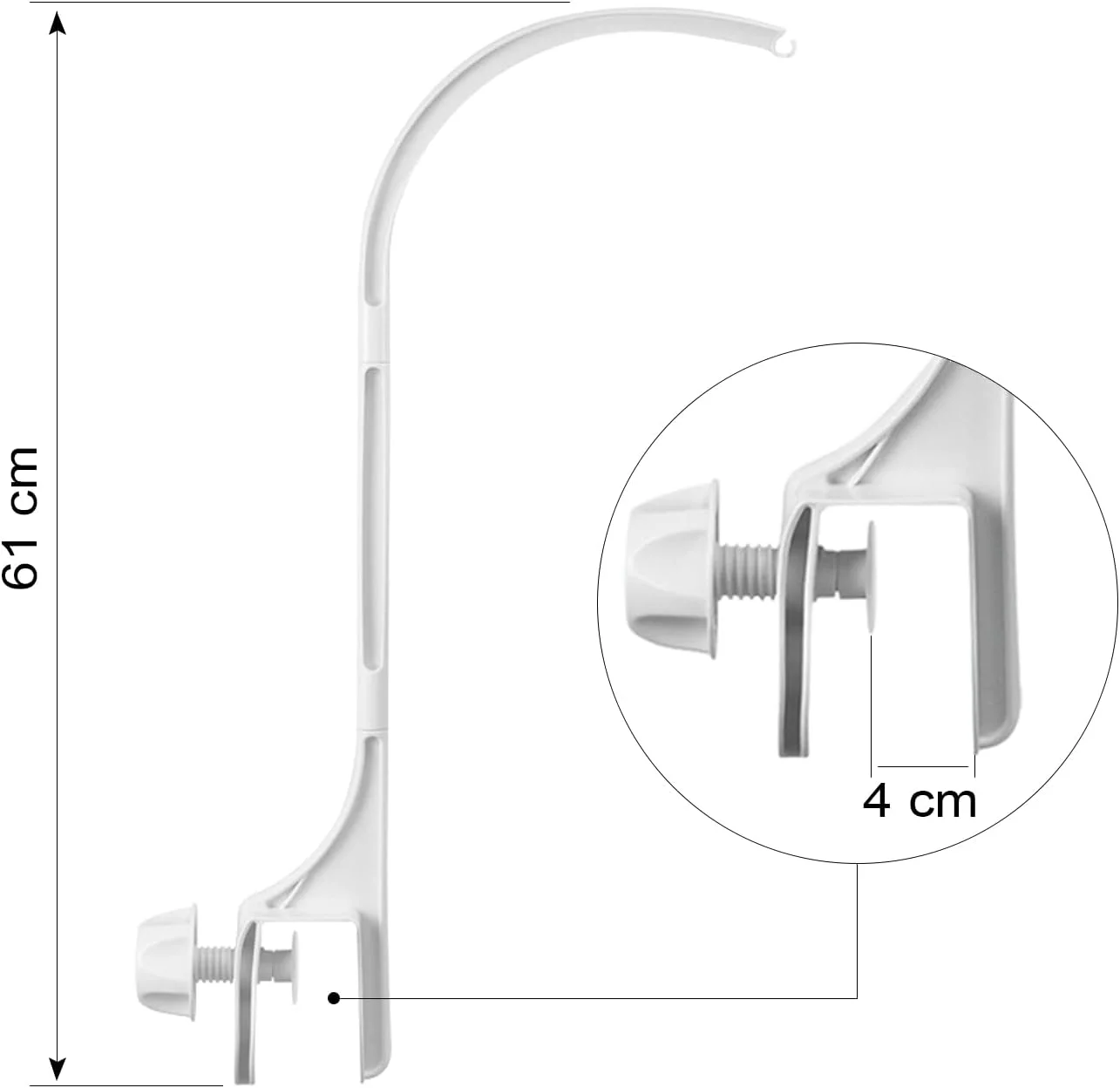 نگهدارنده آویز تخت نوزاد 60 سانتی متری، نگهدارنده زنگ تخت نوزاد، بازوی آویز تخت قابل جابجایی، نگهدارنده زنگ تخت قابل تنظیم دو سوراخه - نصب آسان