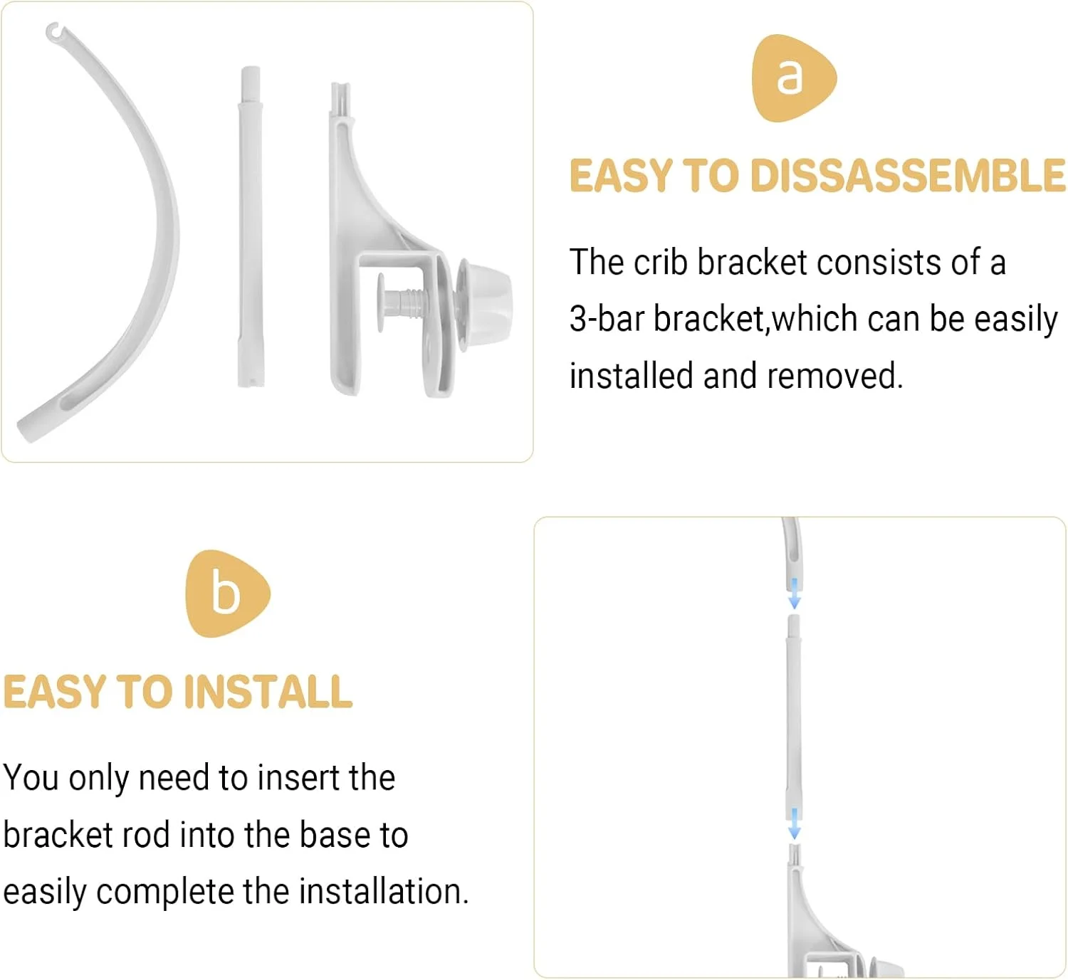 نگهدارنده آویز تخت نوزاد 60 سانتی متری، نگهدارنده زنگ تخت نوزاد، بازوی آویز تخت قابل جابجایی، نگهدارنده زنگ تخت قابل تنظیم دو سوراخه - نصب آسان