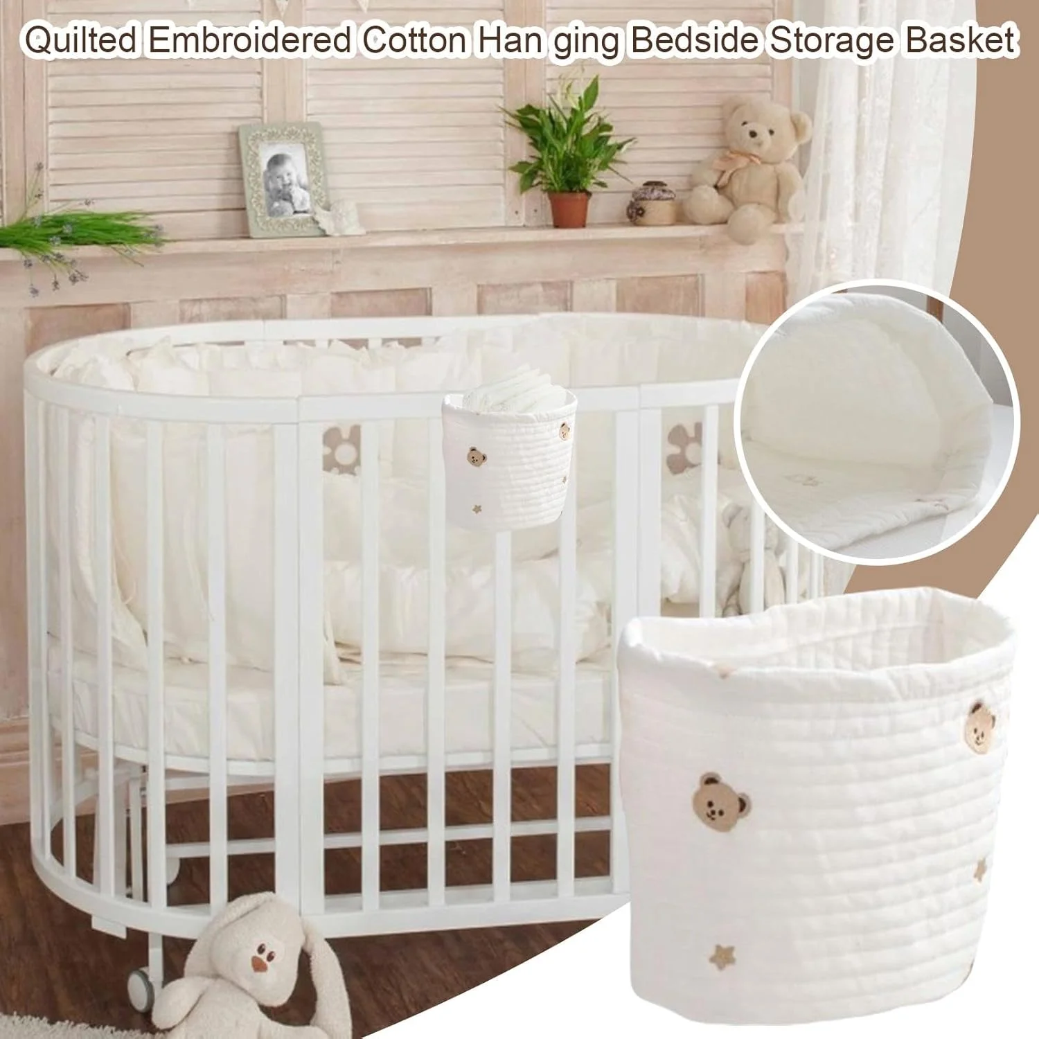 کیف کنار تختی کودک | نظم دهنده تخت نوزاد، نگهدارنده تخت خوابگاهی ضد لغزش، نگهدارنده پوشک کودک، سازمان دهنده اتاق کودک برای پوشک اسباب بازی لباس