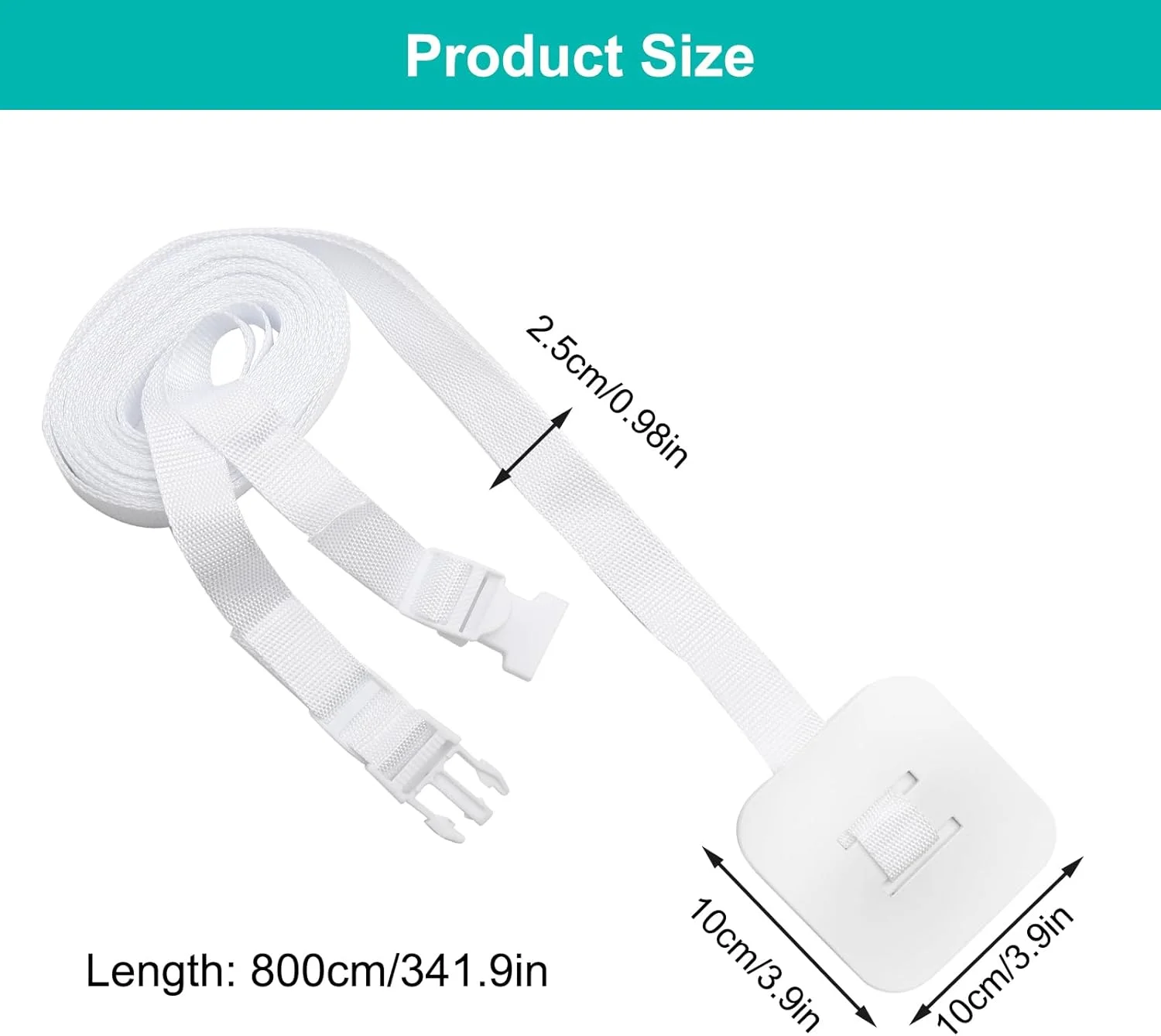 بند 8 متری برای تخت نوزاد، محکم برای تخت، تخت کنار تخت، تخت فنری جعبه ای نوزاد برای اتصال به تخت بزرگسال (سفید)