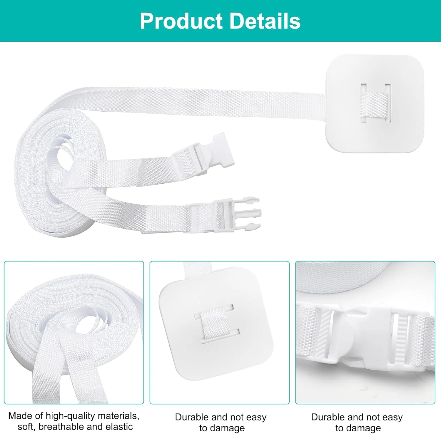 بند 8 متری برای تخت نوزاد، محکم برای تخت، تخت کنار تخت، تخت فنری جعبه ای نوزاد برای اتصال به تخت بزرگسال (سفید)